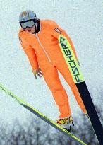 Yoshiko Kasai test jumps at the Sapporo Olympic memorial international ski jumping tournament.